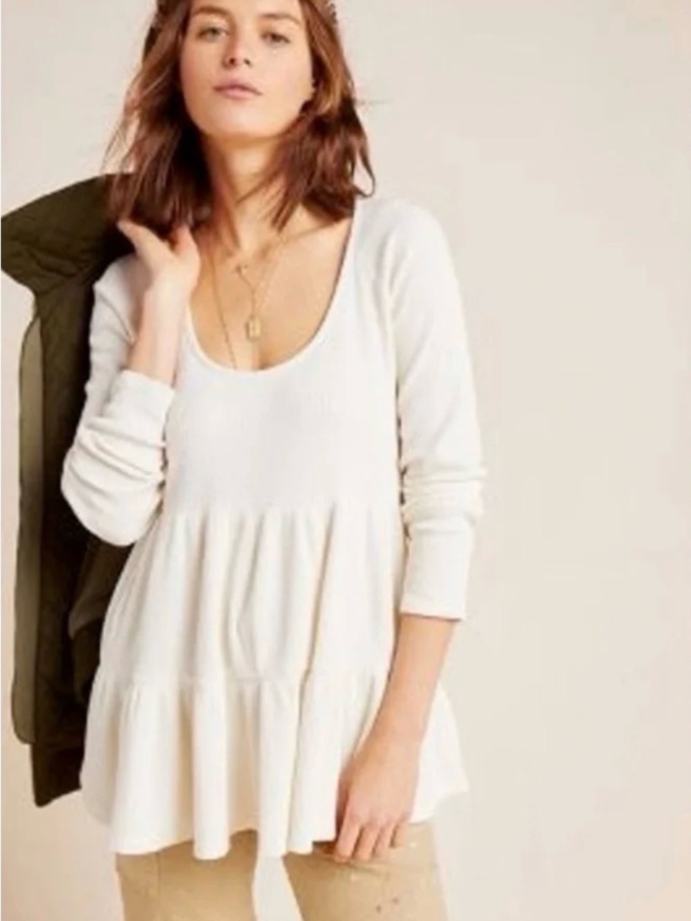 Anthropology Maeve Samina Thermal Babydoll Top